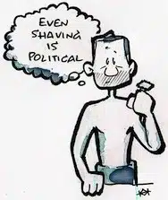 Hamish's cartoon of himself shaving