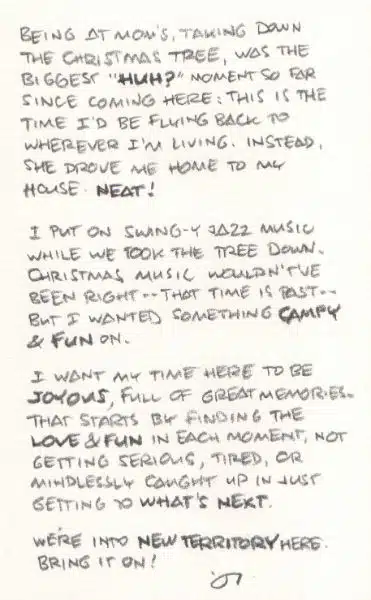 Writing: staying on after the holidays