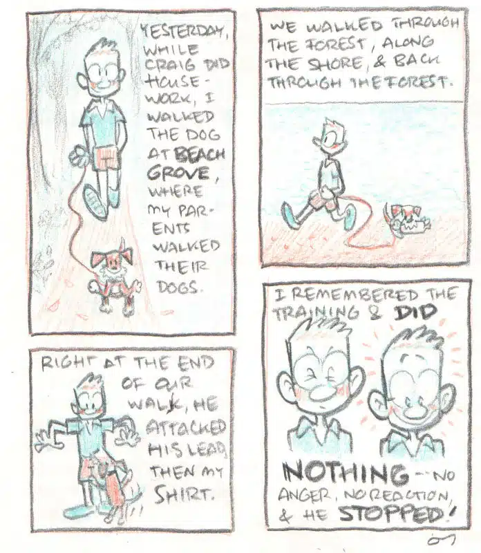 comic: walking with Doug in the forest