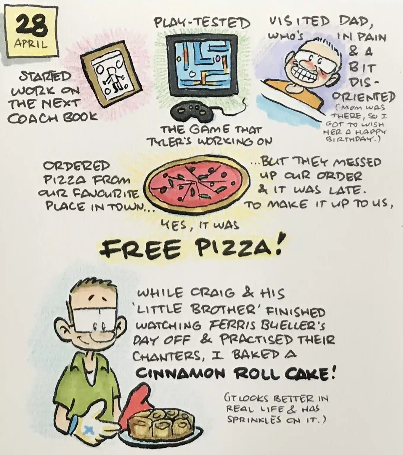 diary comic - free pizza