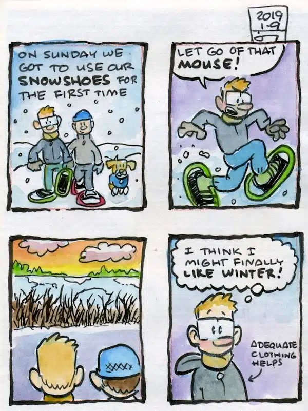 comic :snowshoeing