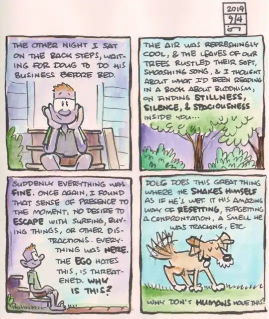 comic: finding silence in the backyard