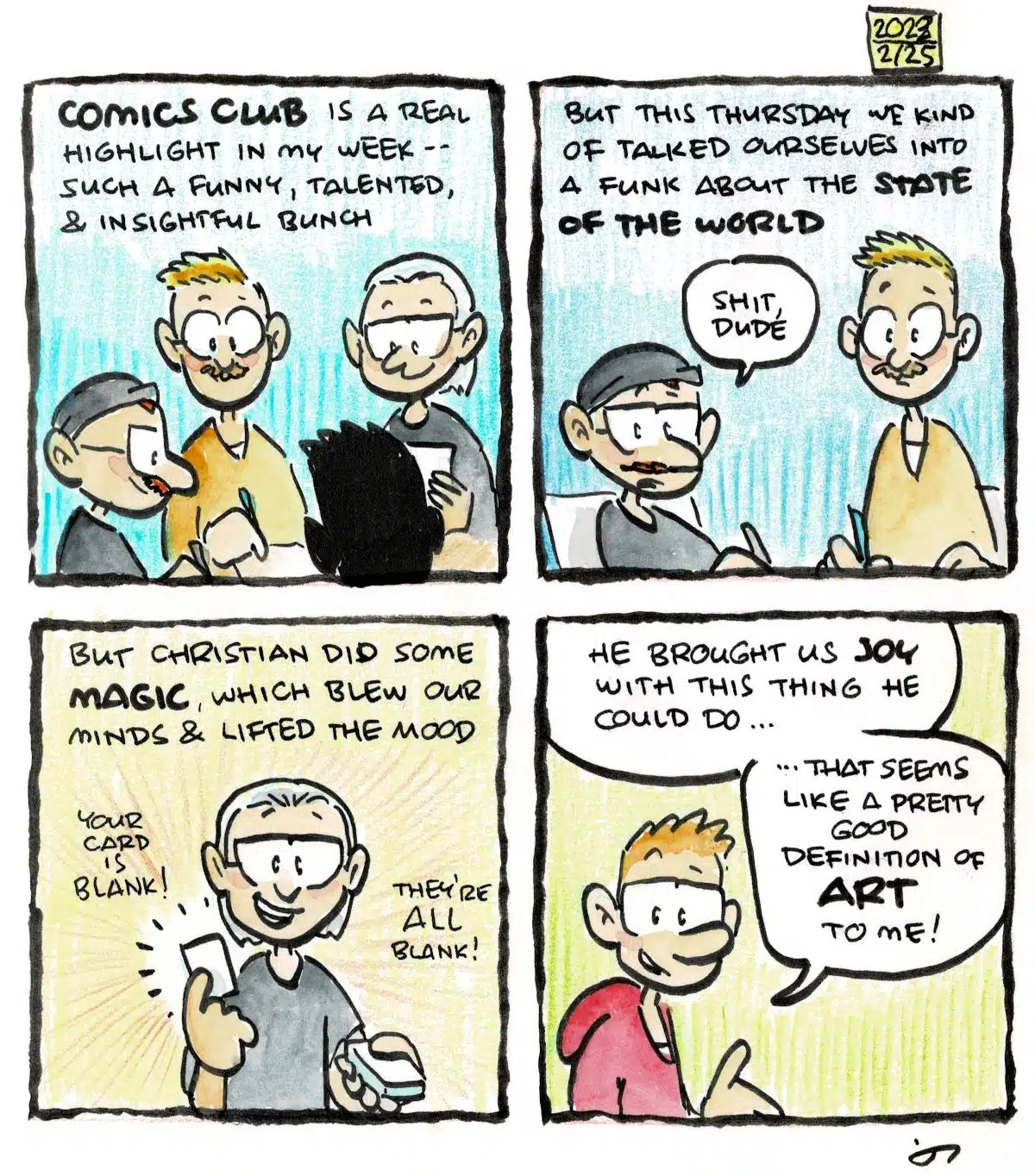 Diary comic: Christian does magic for the Comics Club