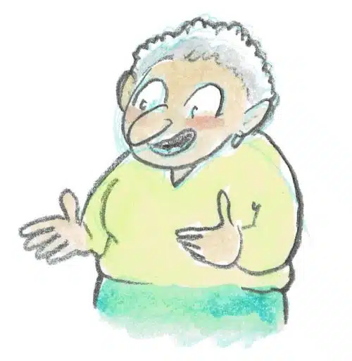 Cartoon of an elderly woman