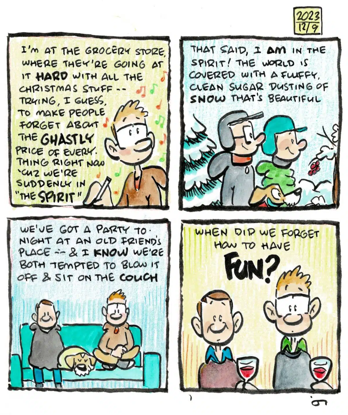 Diary comic: Drawing in the grocery store, where they're really pushing Christmas