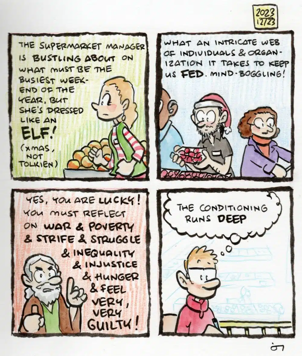 Diary comic: Thinking about abundance in a grocery store coffeeshop
